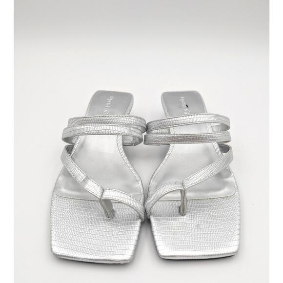 Open Edit Jagger Kitten Heel Sandals Women's Silver Size US6M - Picture 2 of 11